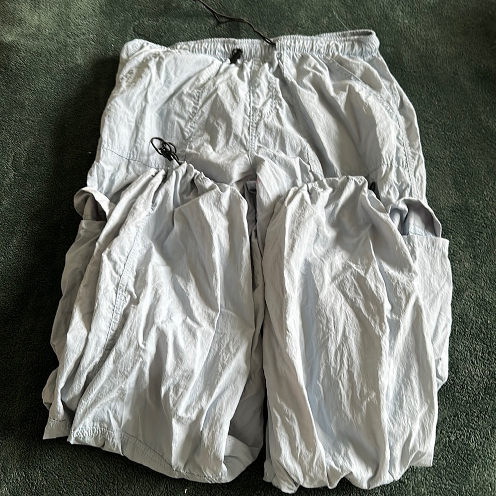 Blue parachute pants